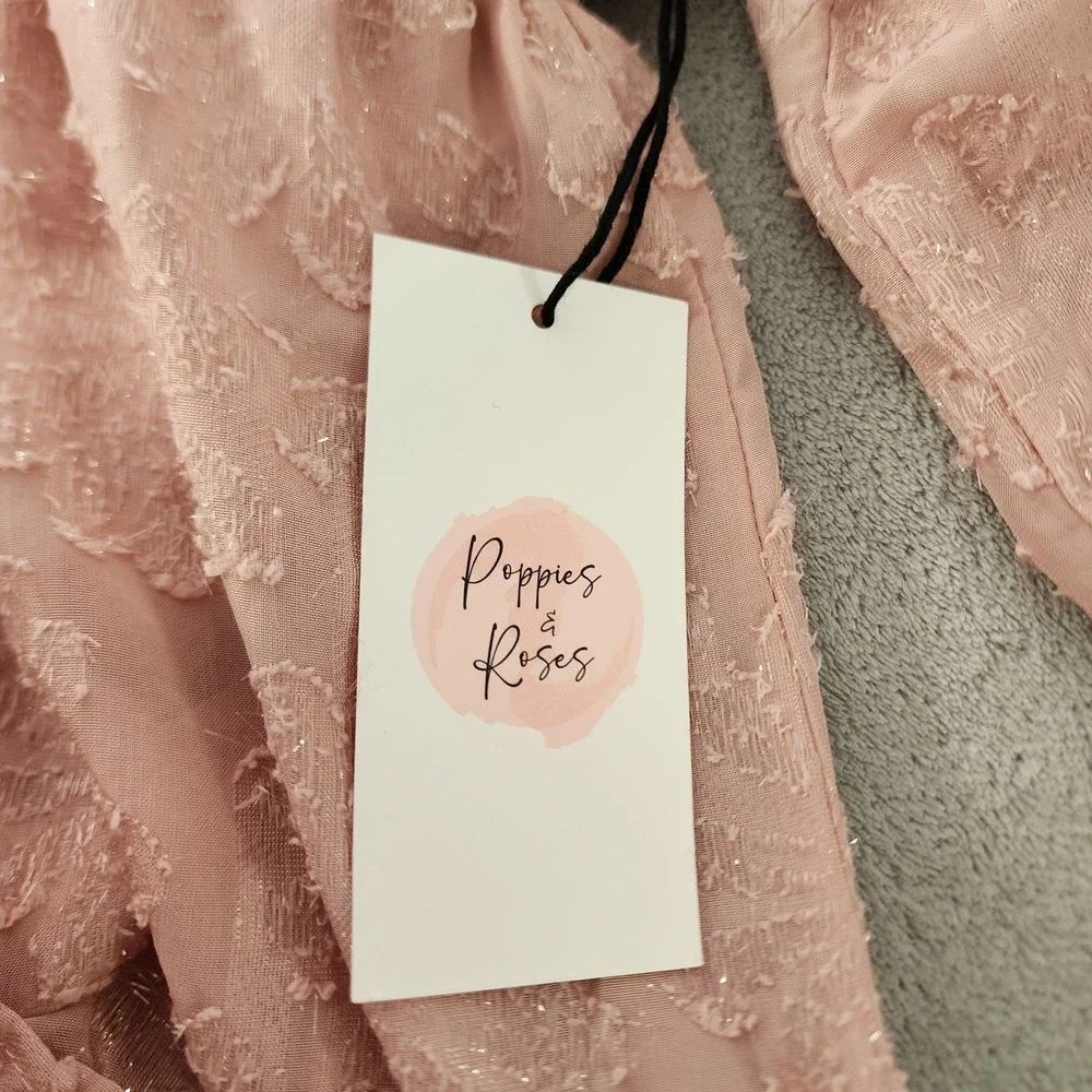 Poppies And Roses Dress Girls Size 14 Pink Triple Tier Long Sleeve‎